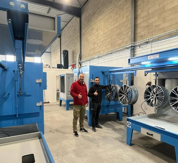 TORNADO RIM ELECTROSTATIC POWDER COATING BOOTH AND OVEN TRAINING IN FRANCE 